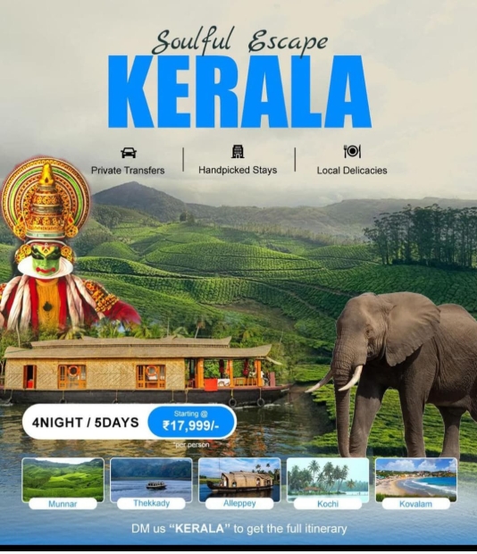6 Days  1 State 4 Cities  Kerala Cochin (1N) Alleppey (1N) Periyar (1N) Munnar (2N)